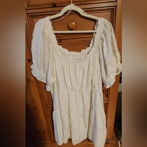 OLD NAVY Plus Size Midi Peasant Dress in Cream